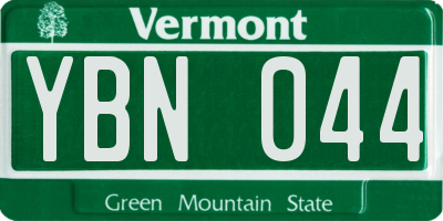VT license plate YBN044