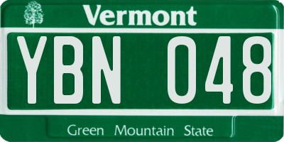VT license plate YBN048