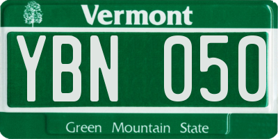 VT license plate YBN050