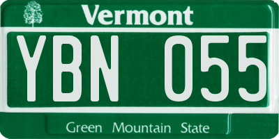 VT license plate YBN055