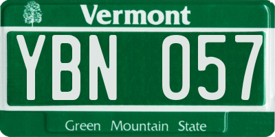 VT license plate YBN057