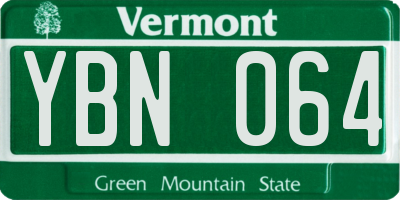 VT license plate YBN064