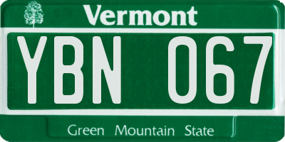 VT license plate YBN067