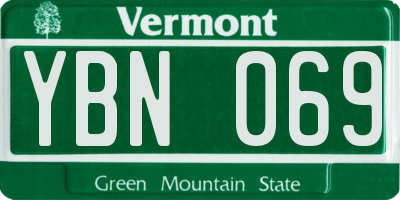VT license plate YBN069