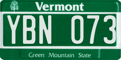 VT license plate YBN073