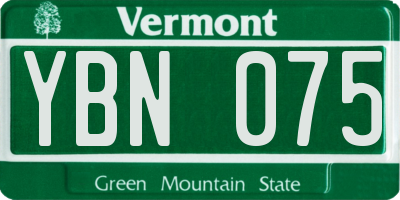 VT license plate YBN075