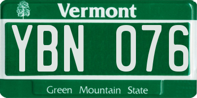 VT license plate YBN076