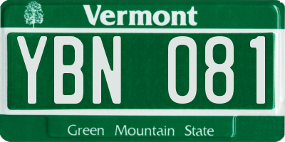 VT license plate YBN081