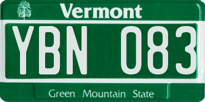VT license plate YBN083