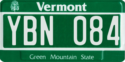 VT license plate YBN084