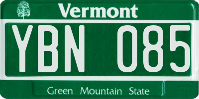 VT license plate YBN085