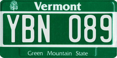 VT license plate YBN089