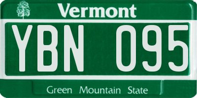 VT license plate YBN095