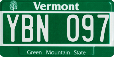 VT license plate YBN097