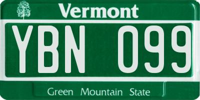VT license plate YBN099