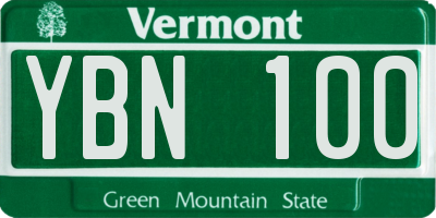 VT license plate YBN100
