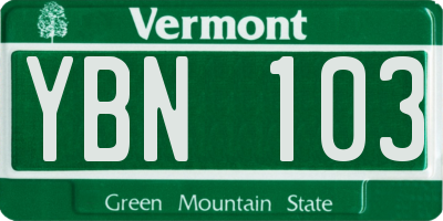 VT license plate YBN103