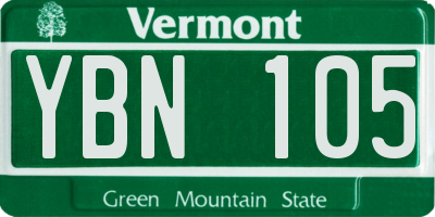 VT license plate YBN105