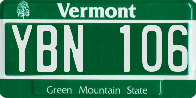 VT license plate YBN106