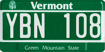 VT license plate YBN108