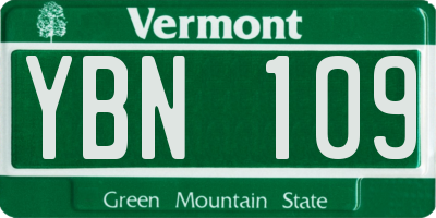 VT license plate YBN109
