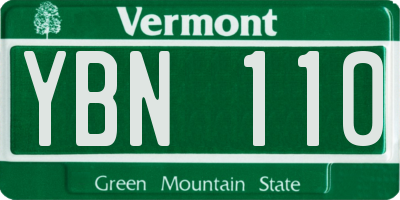 VT license plate YBN110