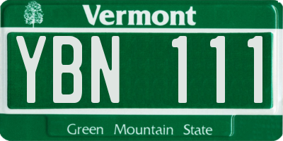 VT license plate YBN111