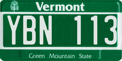 VT license plate YBN113