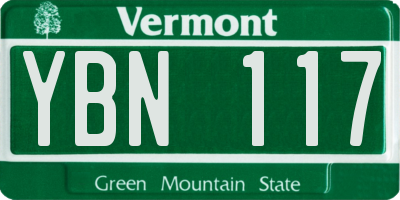 VT license plate YBN117