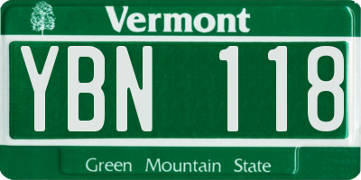 VT license plate YBN118