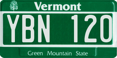 VT license plate YBN120