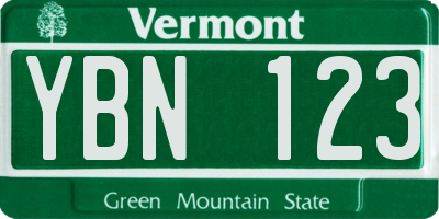 VT license plate YBN123