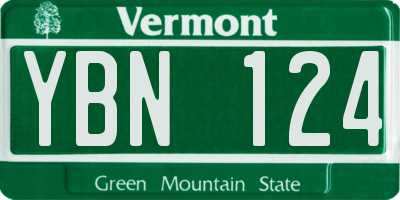 VT license plate YBN124