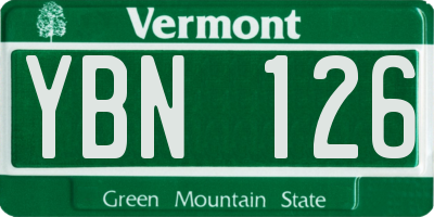 VT license plate YBN126