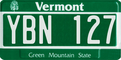 VT license plate YBN127