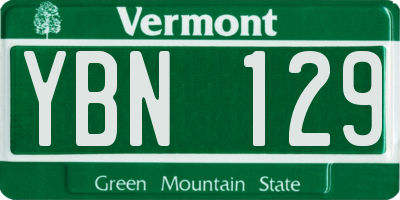 VT license plate YBN129