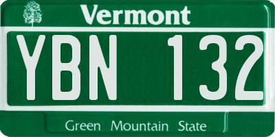 VT license plate YBN132