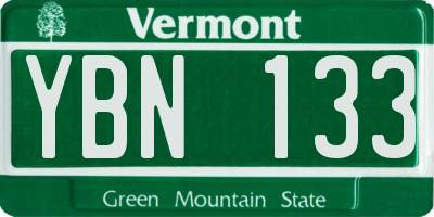 VT license plate YBN133
