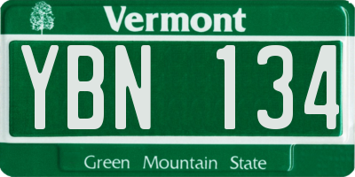 VT license plate YBN134