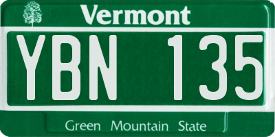 VT license plate YBN135