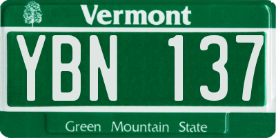 VT license plate YBN137
