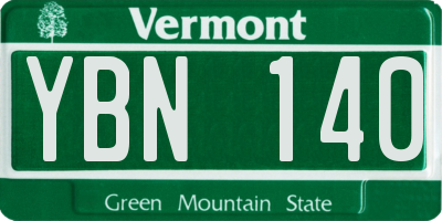 VT license plate YBN140
