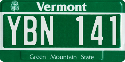 VT license plate YBN141