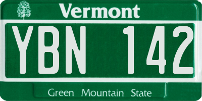 VT license plate YBN142
