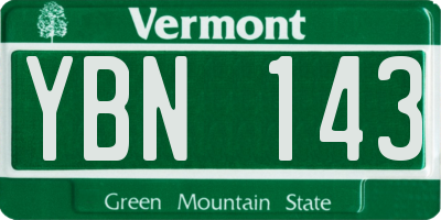 VT license plate YBN143