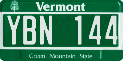 VT license plate YBN144