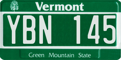 VT license plate YBN145