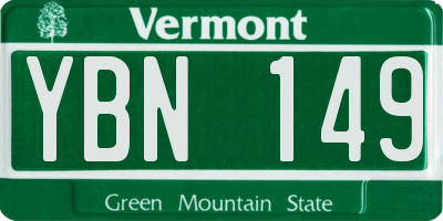 VT license plate YBN149