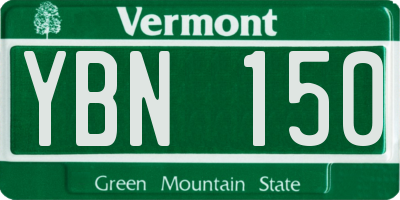 VT license plate YBN150