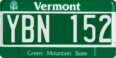 VT license plate YBN152